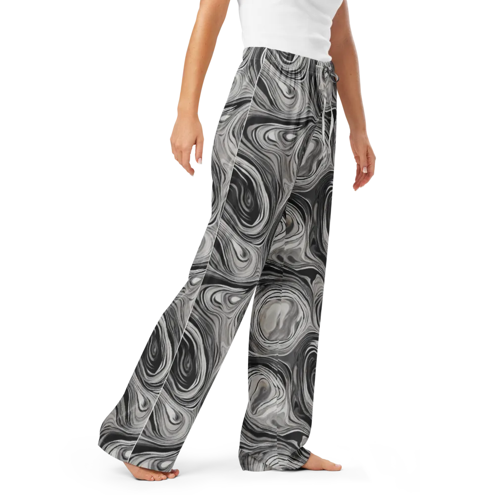 Monochrome Tide on Women's Pajama Pants — Right Front