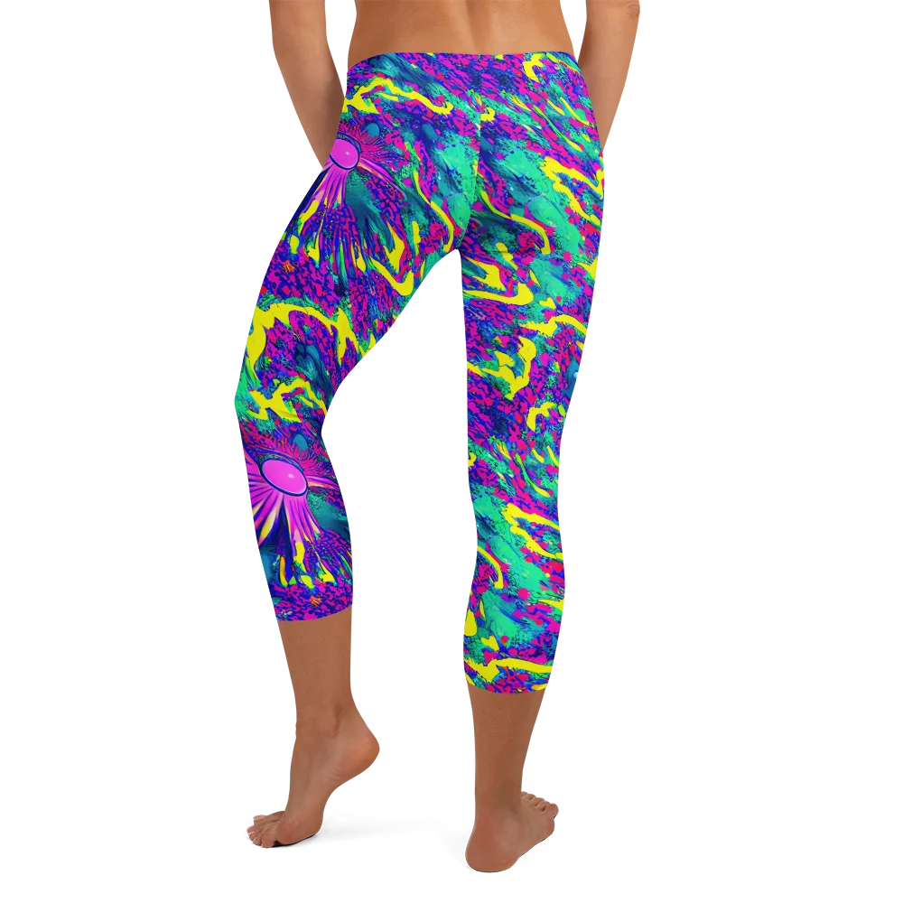 Liquid Bloom on Capri Leggings — Back