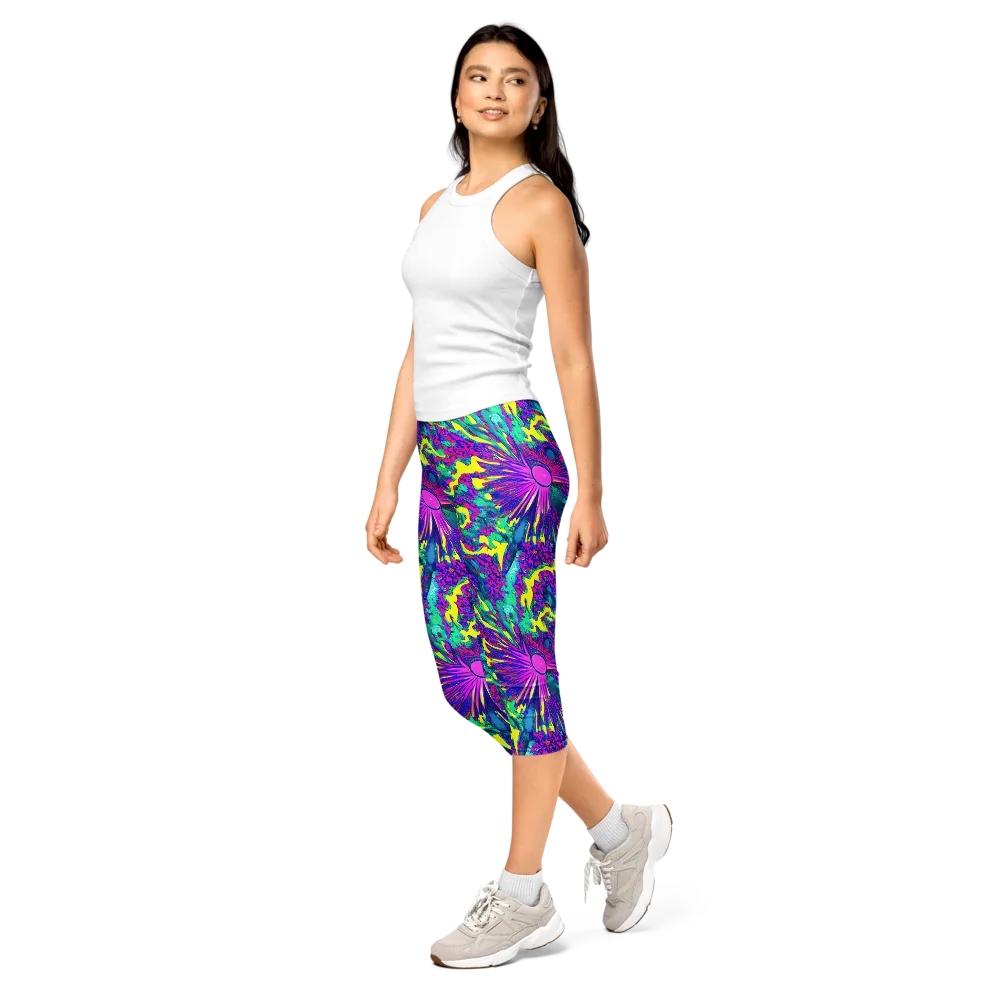 Liquid Bloom on Capri Leggings — Left Front