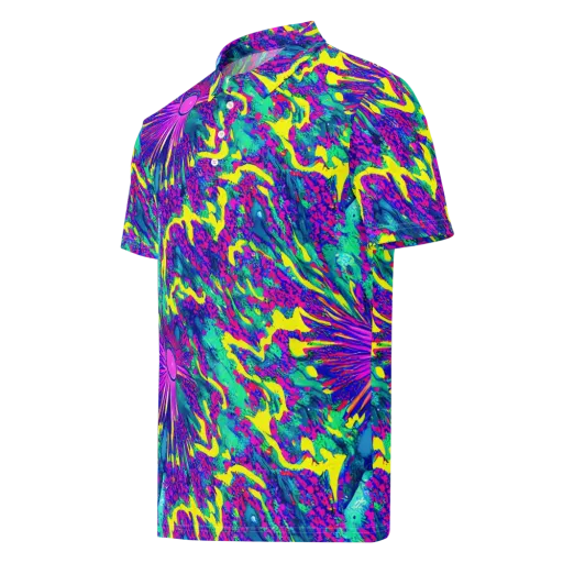 Liquid Bloom on a Men's Slim Fit Polo Shirt