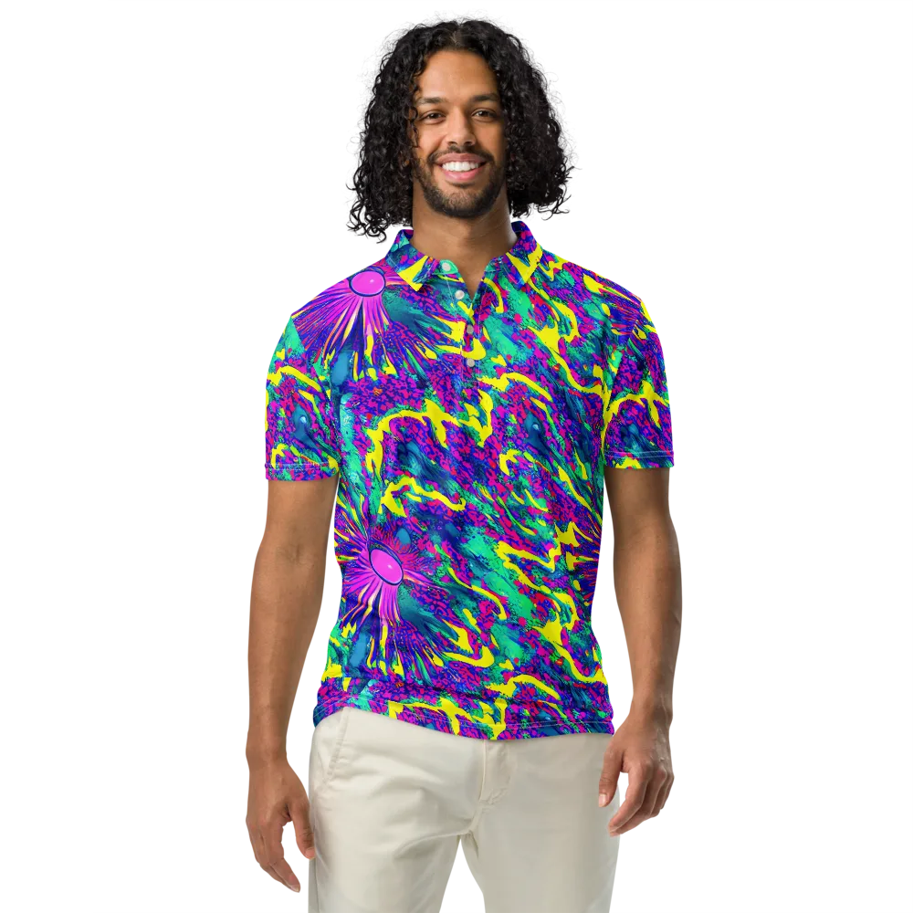 Liquid Bloom on Men's Slim Fit Polo Shirt — Front