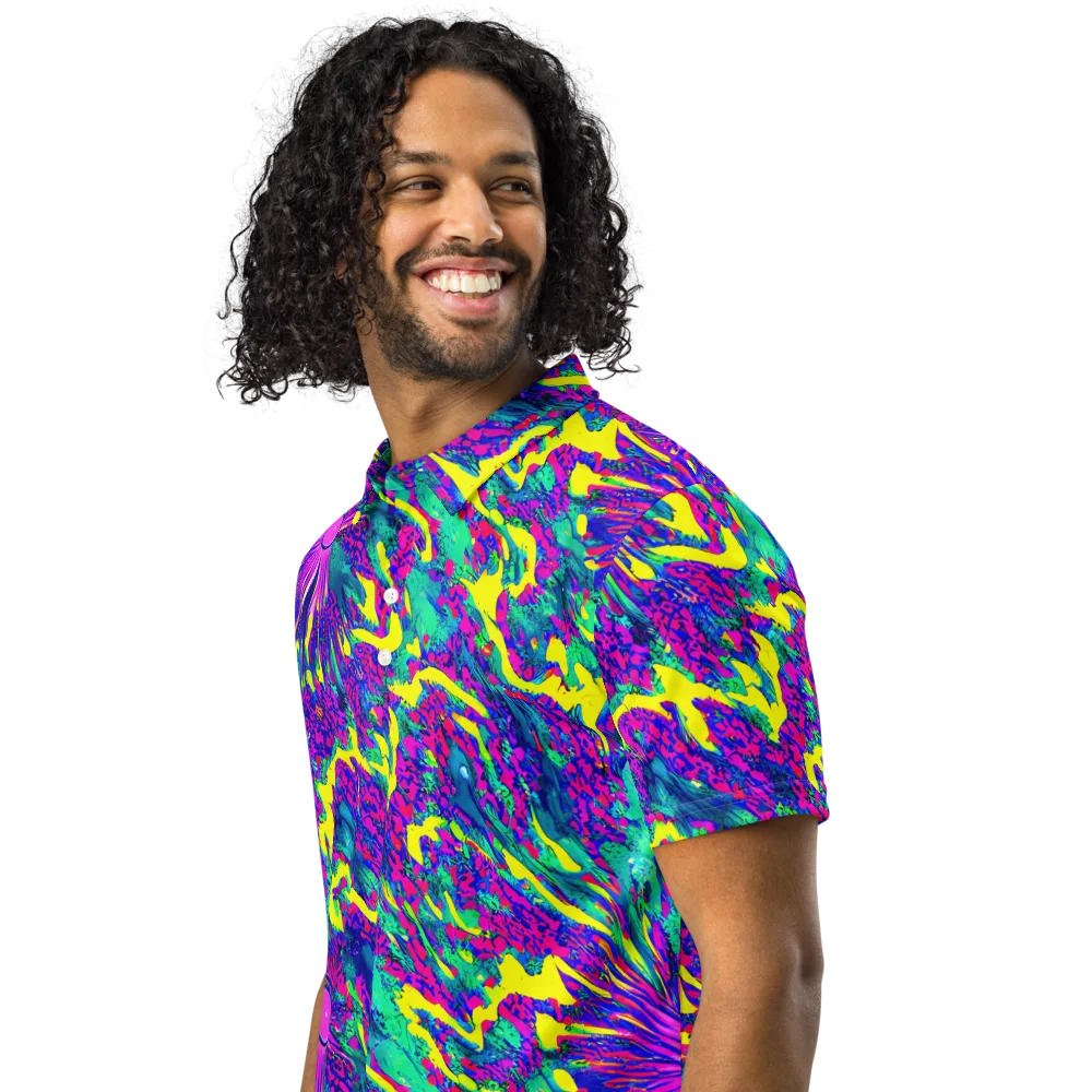 Liquid Bloom on Men's Slim Fit Polo Shirt — Left Front