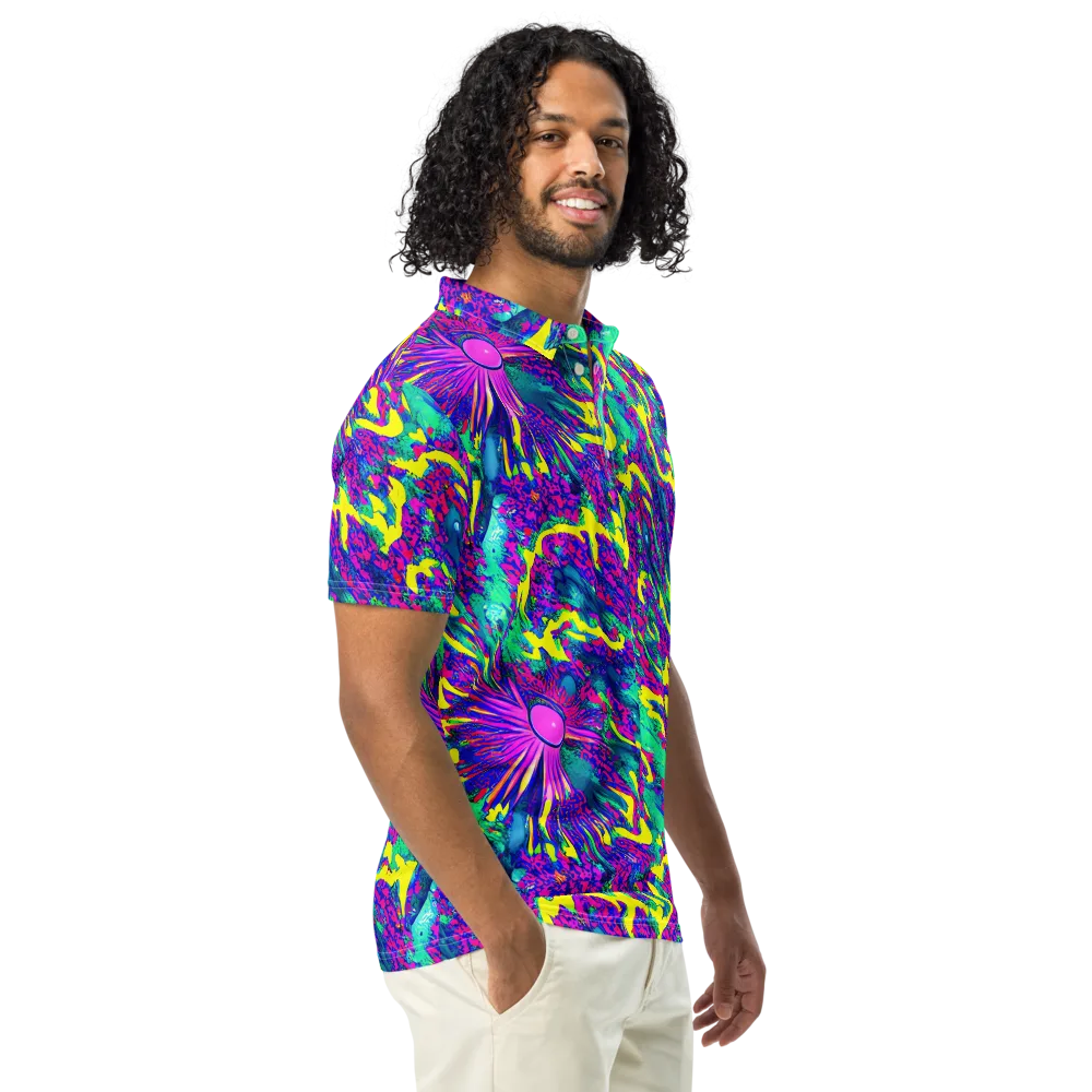 Liquid Bloom on Men's Slim Fit Polo Shirt — Right Front