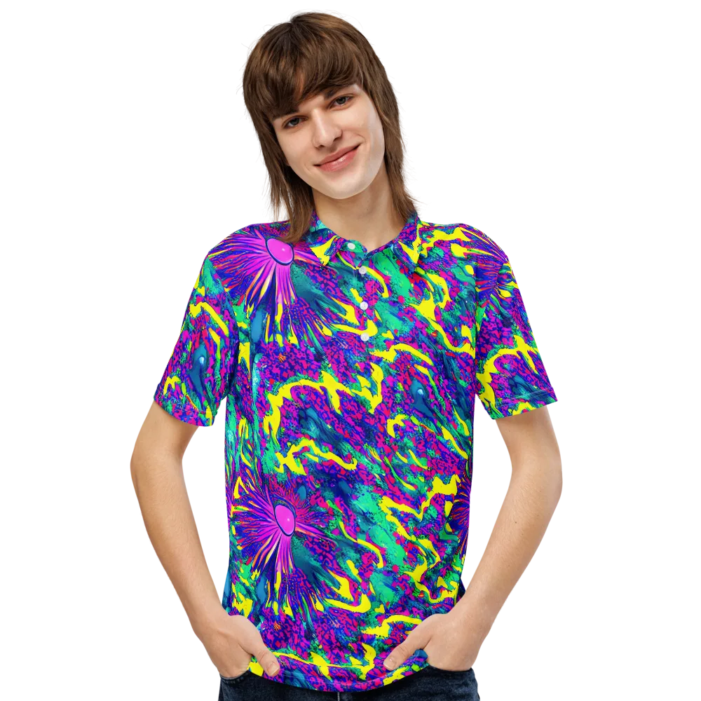 Liquid Bloom on Men's Slim Fit Polo Shirt — Front