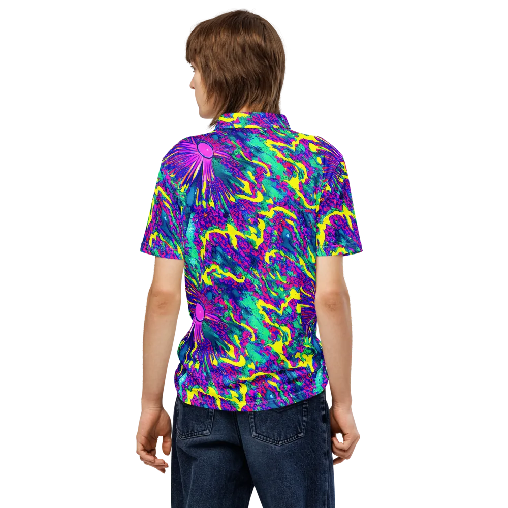 Liquid Bloom on Men's Slim Fit Polo Shirt — Back