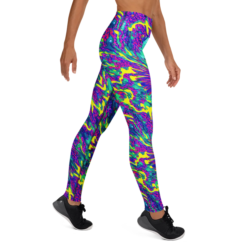 Liquid Bloom on Yoga Leggings — Right