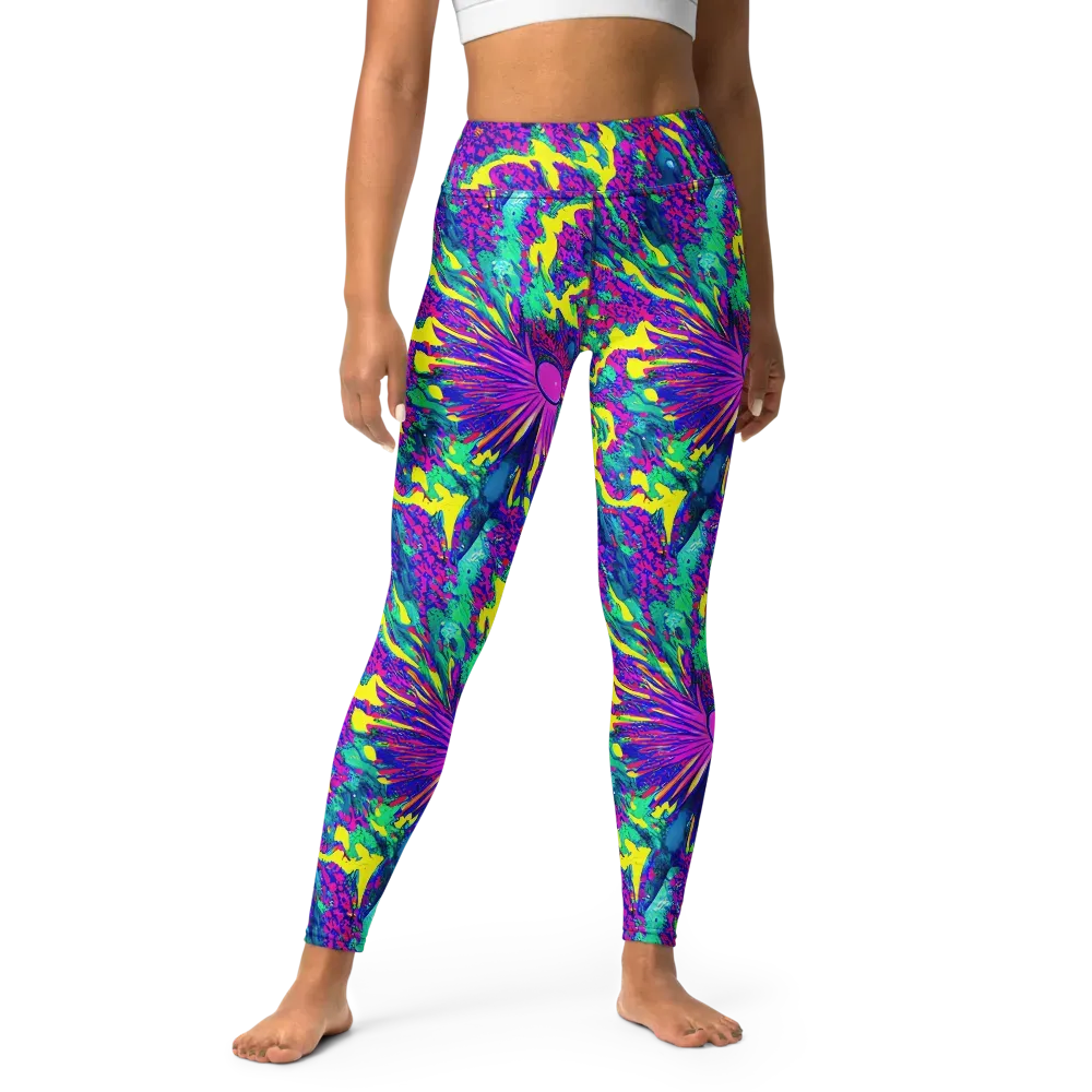 Liquid Bloom on Yoga Leggings — Front