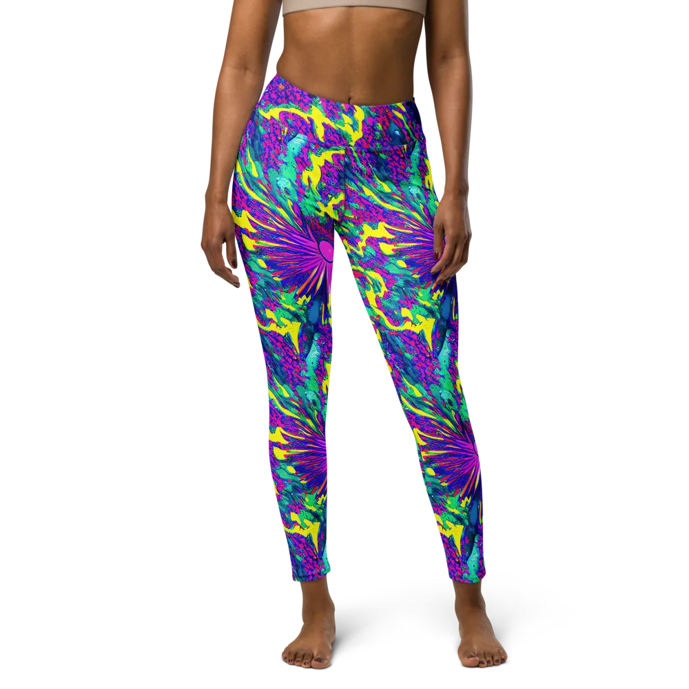 Liquid Bloom on Yoga Leggings — Front