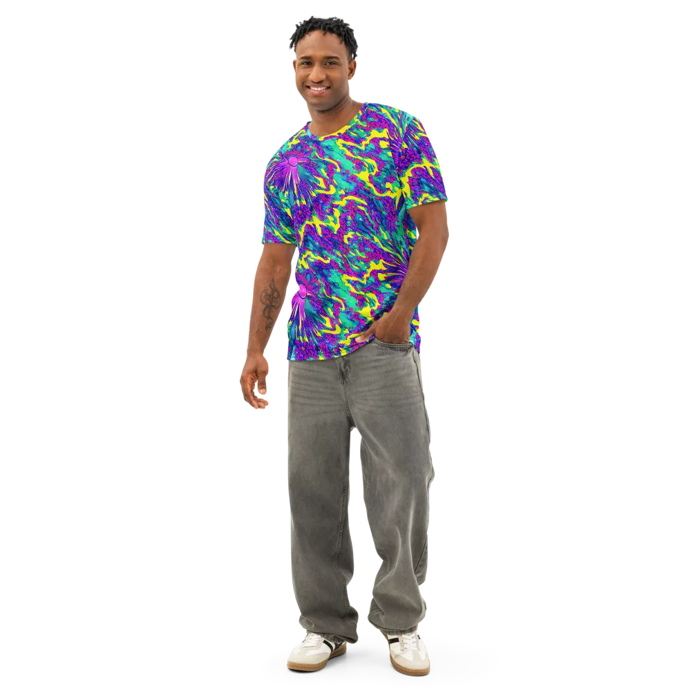 Liquid Bloom on Men's Cotton Crew Neck T-Shirt — Front