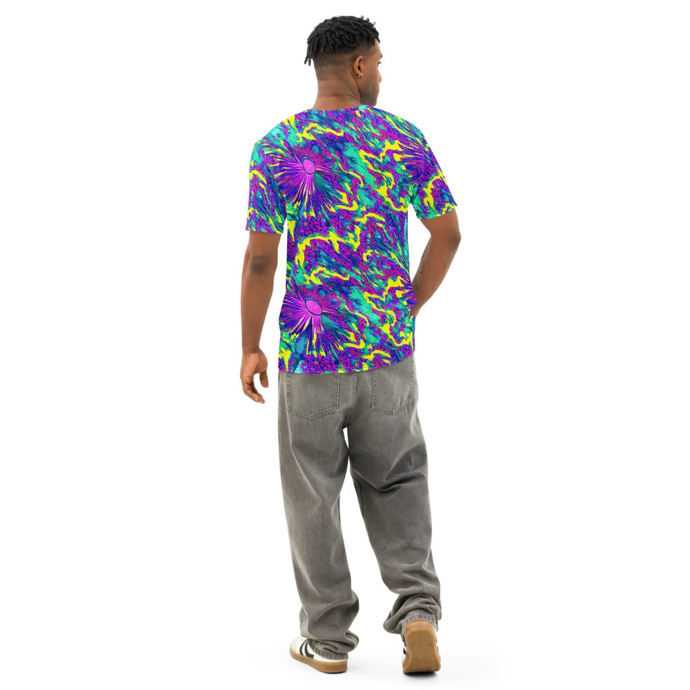 Liquid Bloom on Men's Cotton Crew Neck T-Shirt — Back
