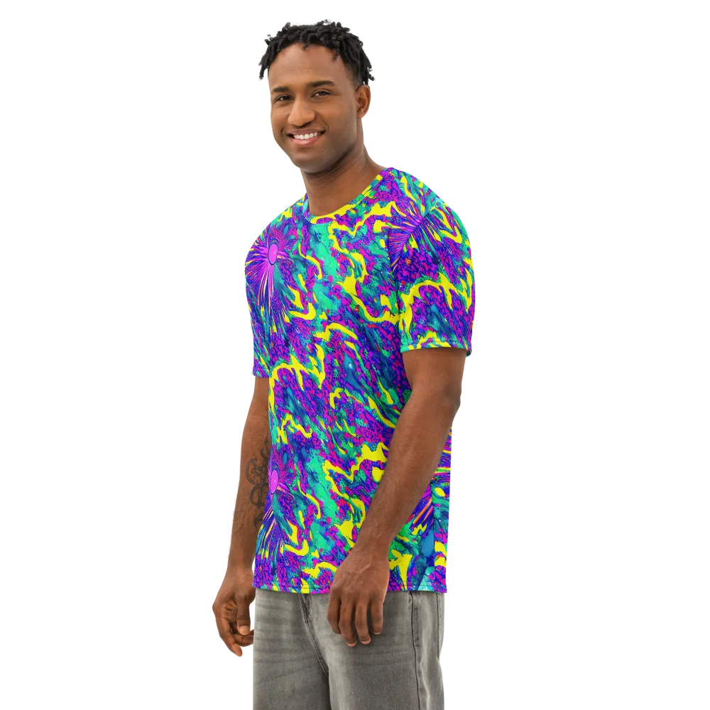 Liquid Bloom on Men's Cotton Crew Neck T-Shirt — Left Front