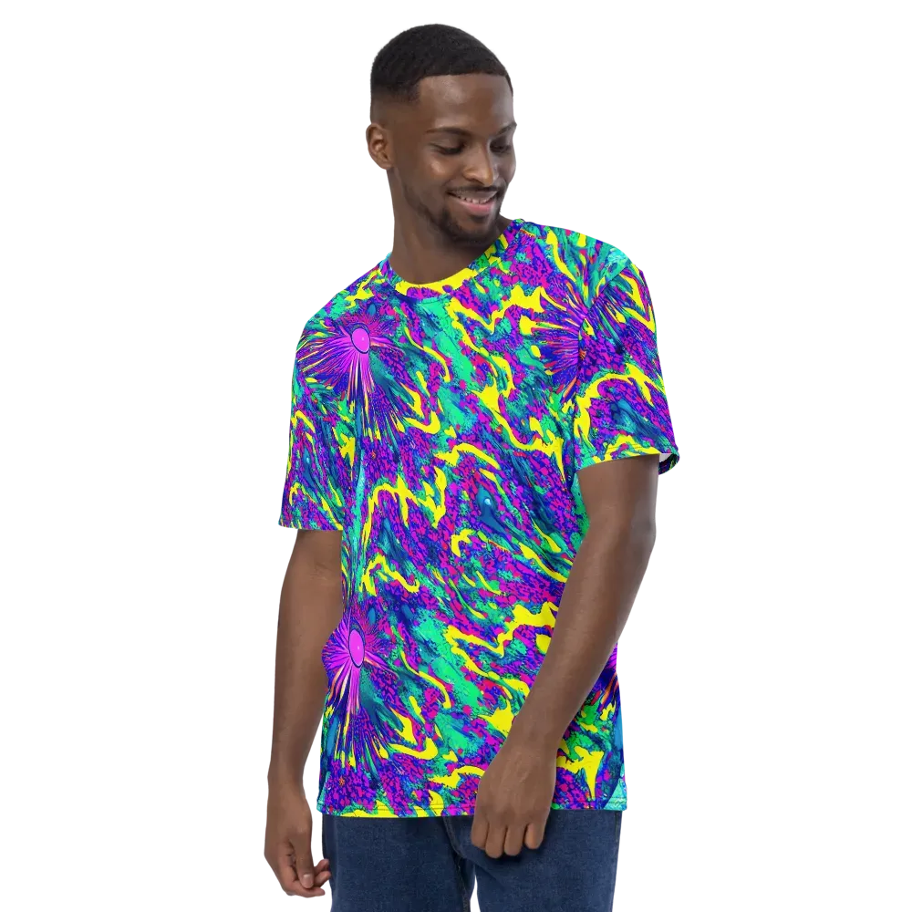 Liquid Bloom on Men's Crew Neck T-Shirt — Left