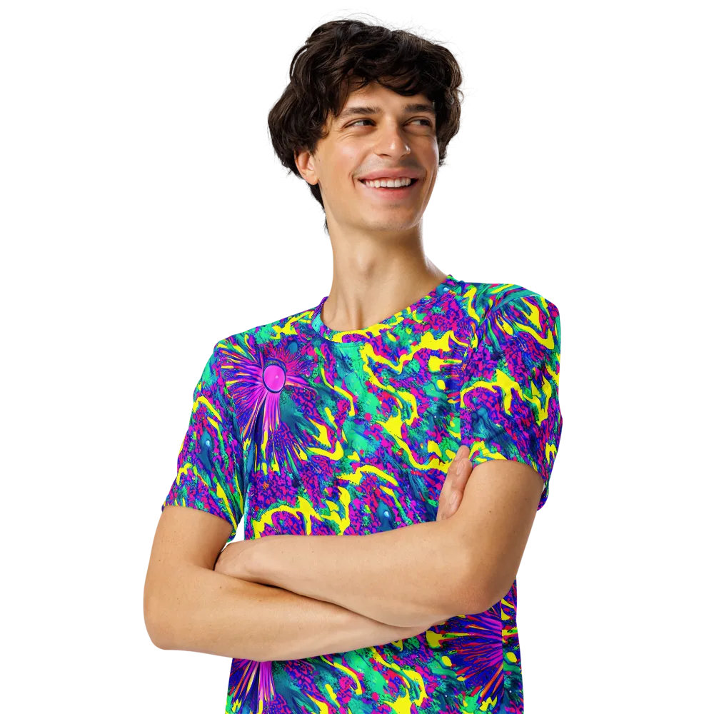 Liquid Bloom on Men's Crew Neck T-Shirt — Left Front