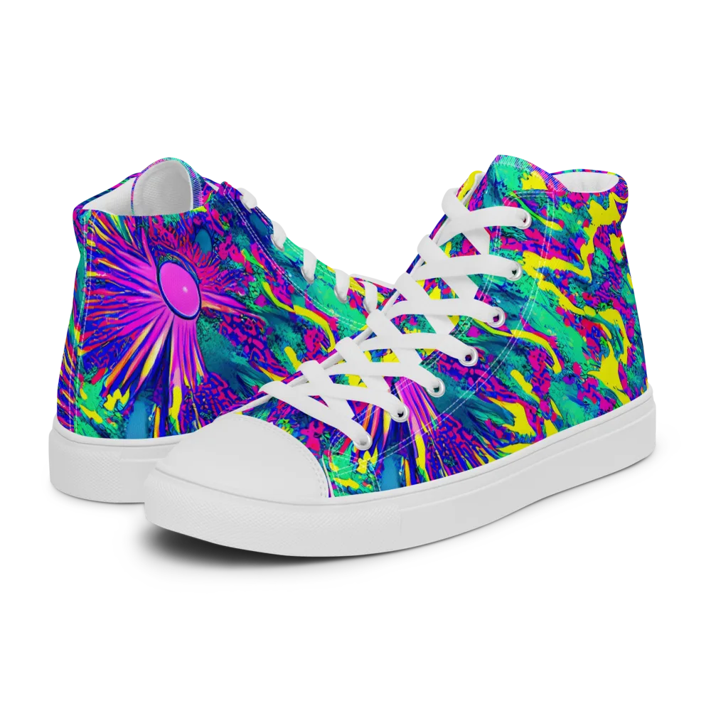Liquid Bloom on Men's High Top Canvas Shoes — Left