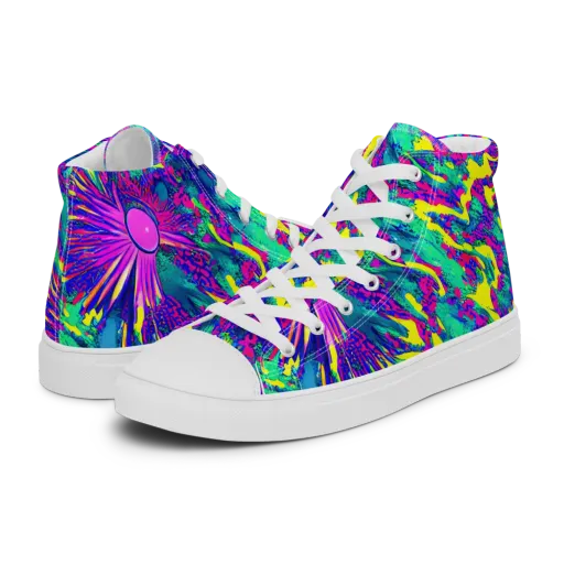 Liquid Bloom on a Men's High Top Canvas Shoes