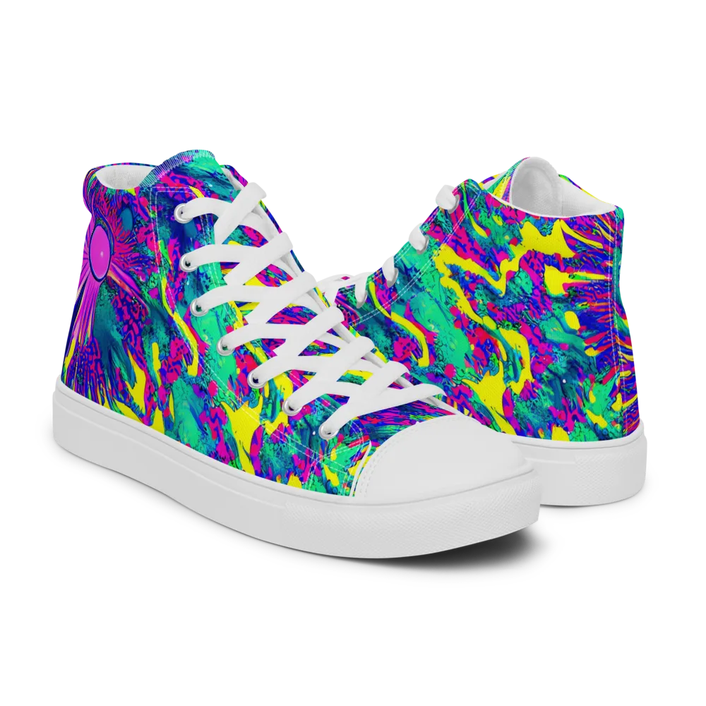 Liquid Bloom on Men's High Top Canvas Shoes — Right