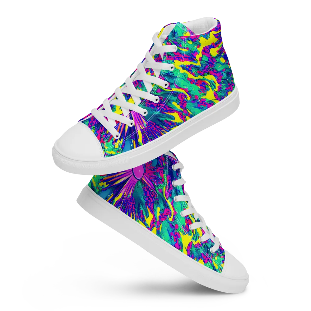 Liquid Bloom on Men's High Top Canvas Shoes — Front