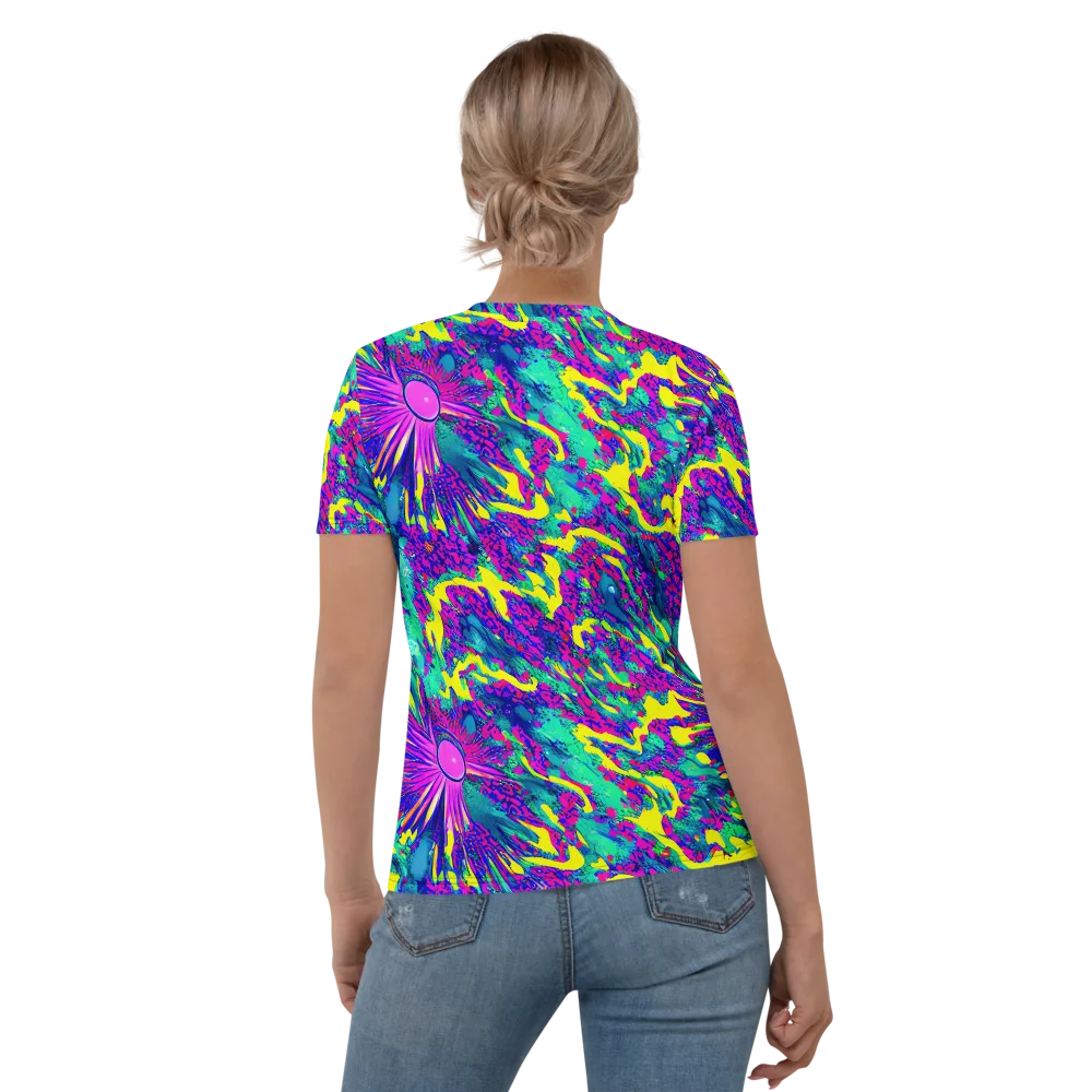 Liquid Bloom on Women's Crew Neck T-Shirt — Back