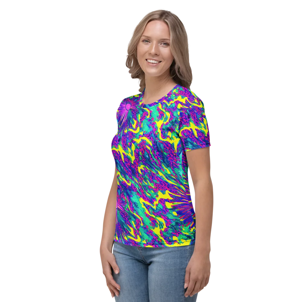 Liquid Bloom on Women's Crew Neck T-Shirt — Left