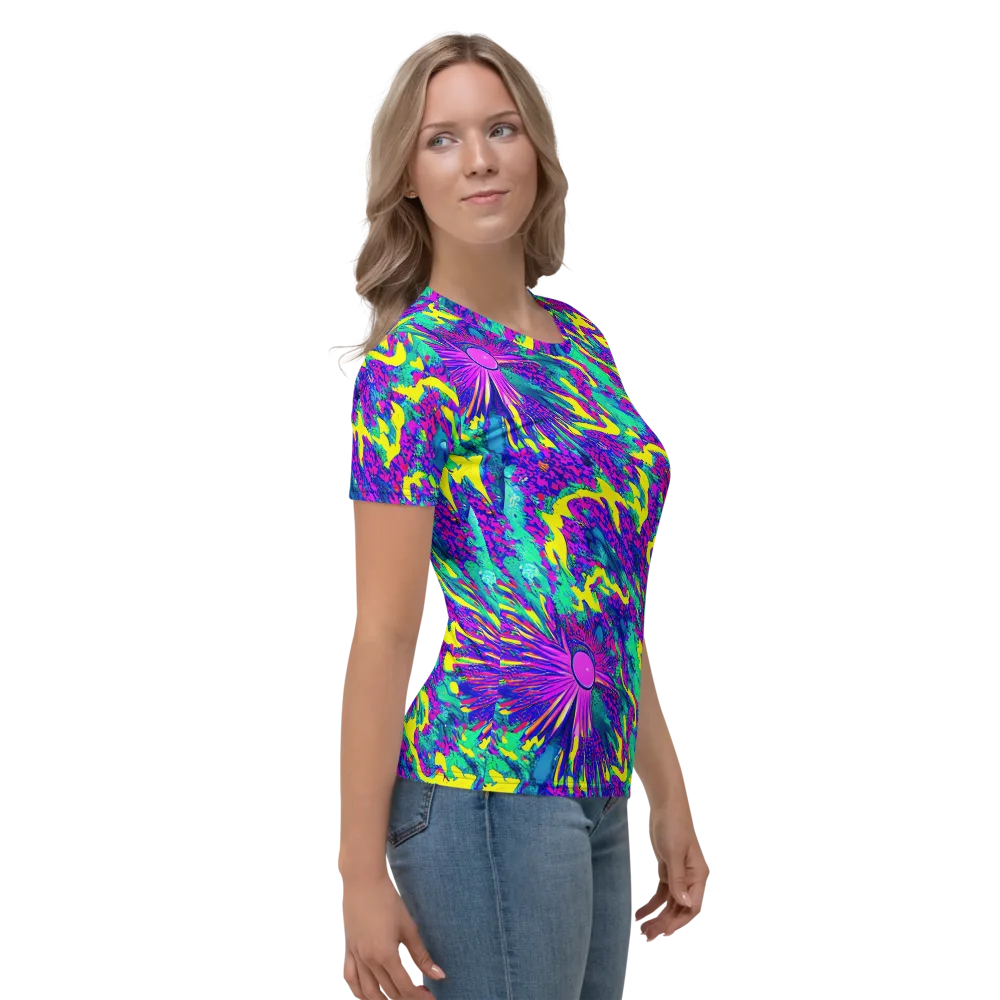 Liquid Bloom on Women's Crew Neck T-Shirt — Right