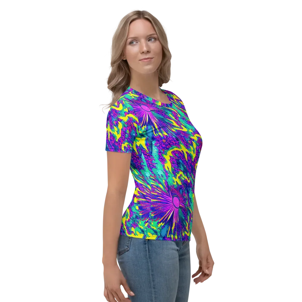 Liquid Bloom on Women's Crew Neck T-Shirt — Right