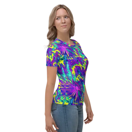 Liquid Bloom on a Women's Crew Neck T-Shirt