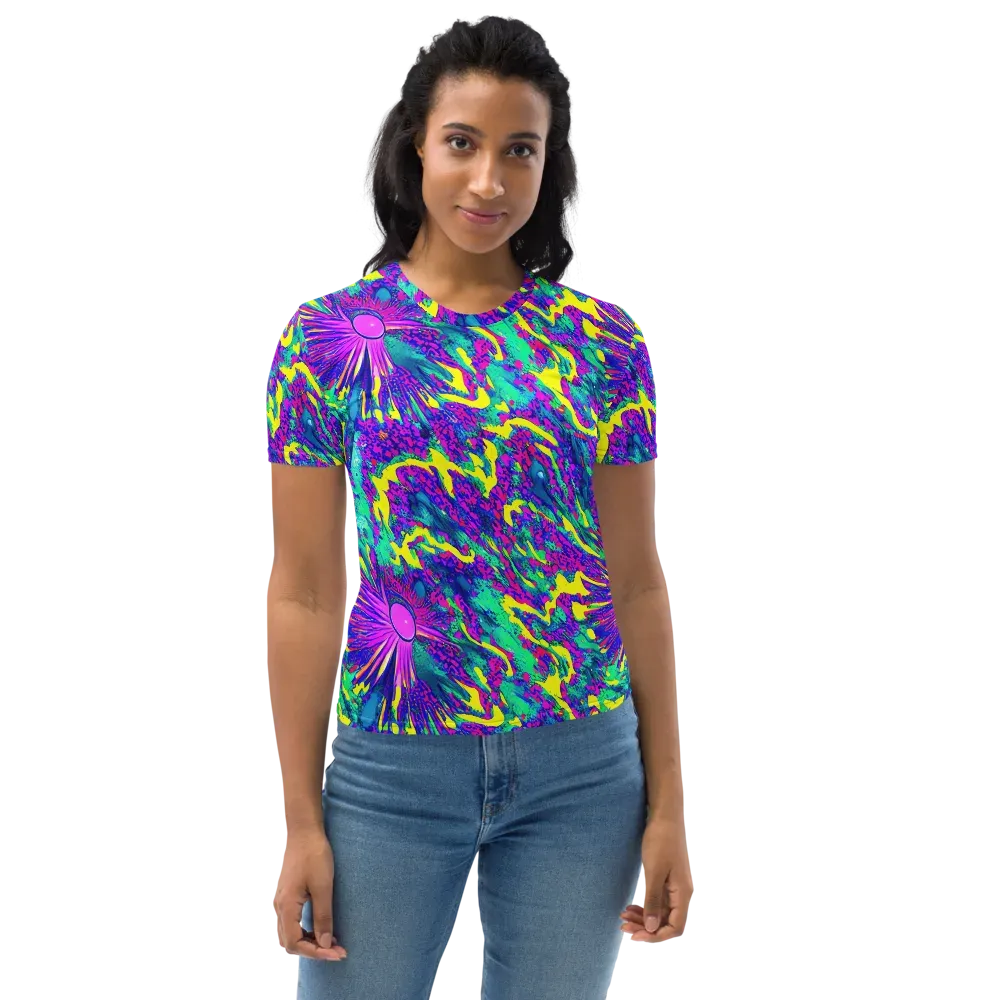 Liquid Bloom on Women's Crew Neck T-Shirt — Front