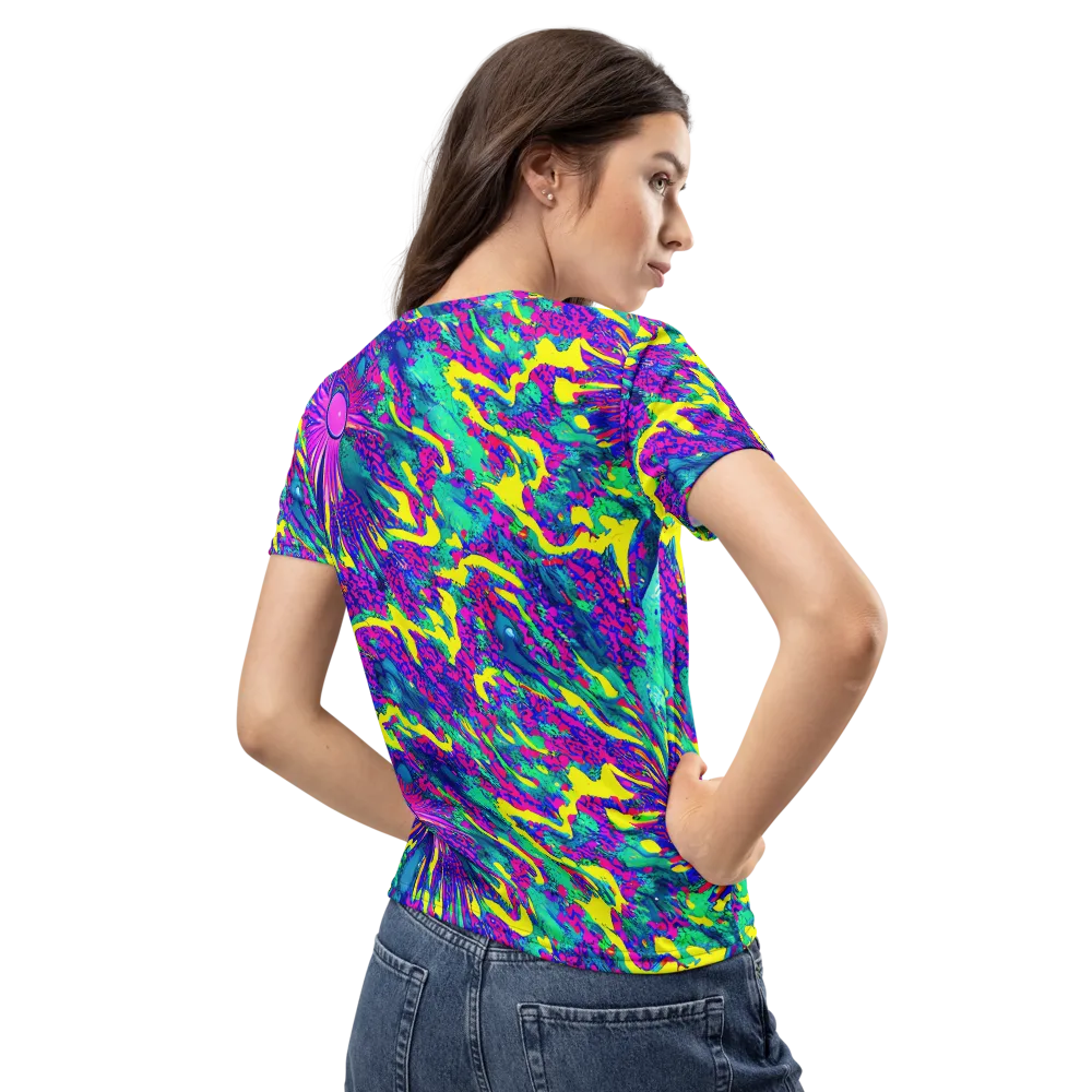 Liquid Bloom on Women's Crew Neck T-Shirt — Back