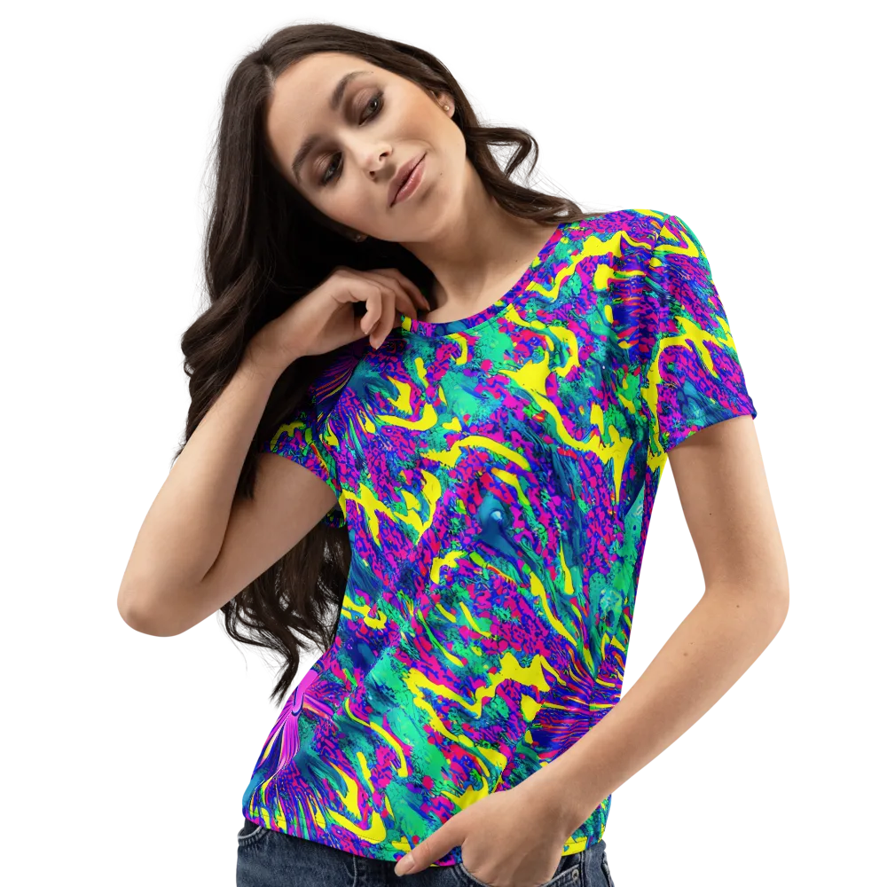Liquid Bloom on Women's Crew Neck T-Shirt — Left Front
