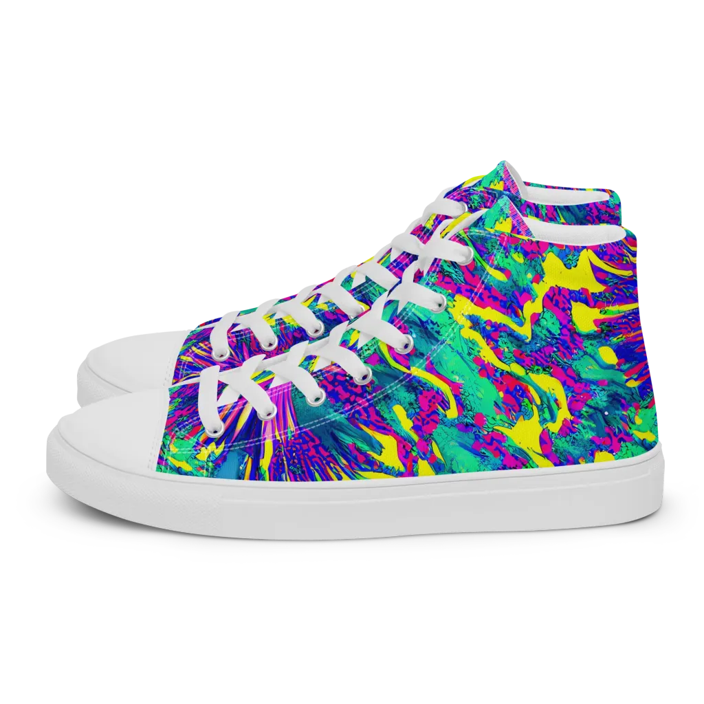 Liquid Bloom on Women's High Top Canvas Shoes — Left