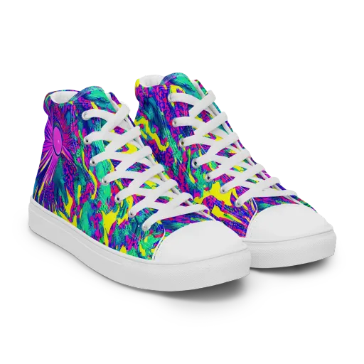 Liquid Bloom on a Women's High Top Canvas Shoes