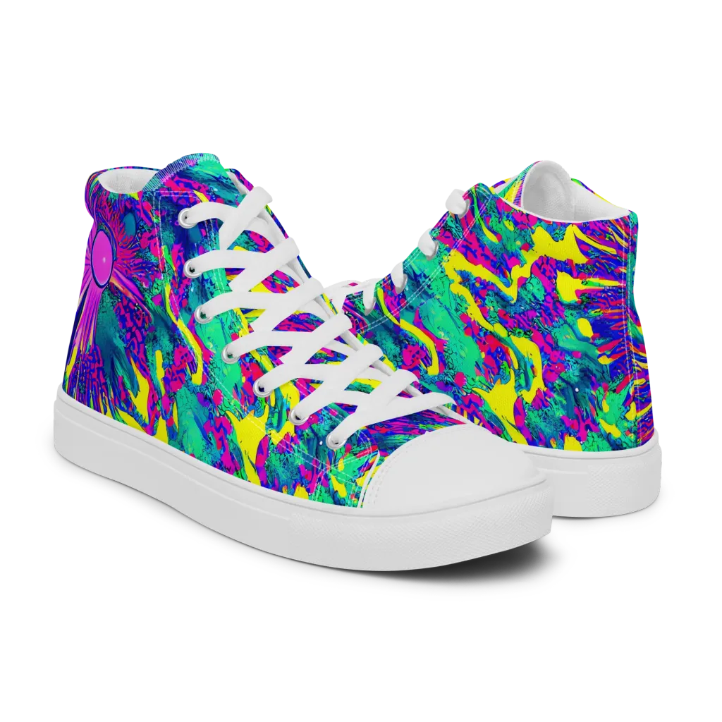 Liquid Bloom on Women's High Top Canvas Shoes — Right