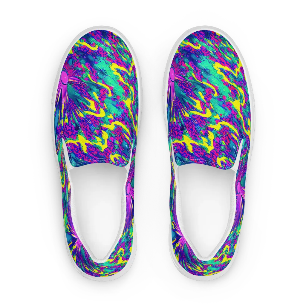 Liquid Bloom on Men's Slip-On Canvas Shoes — Front
