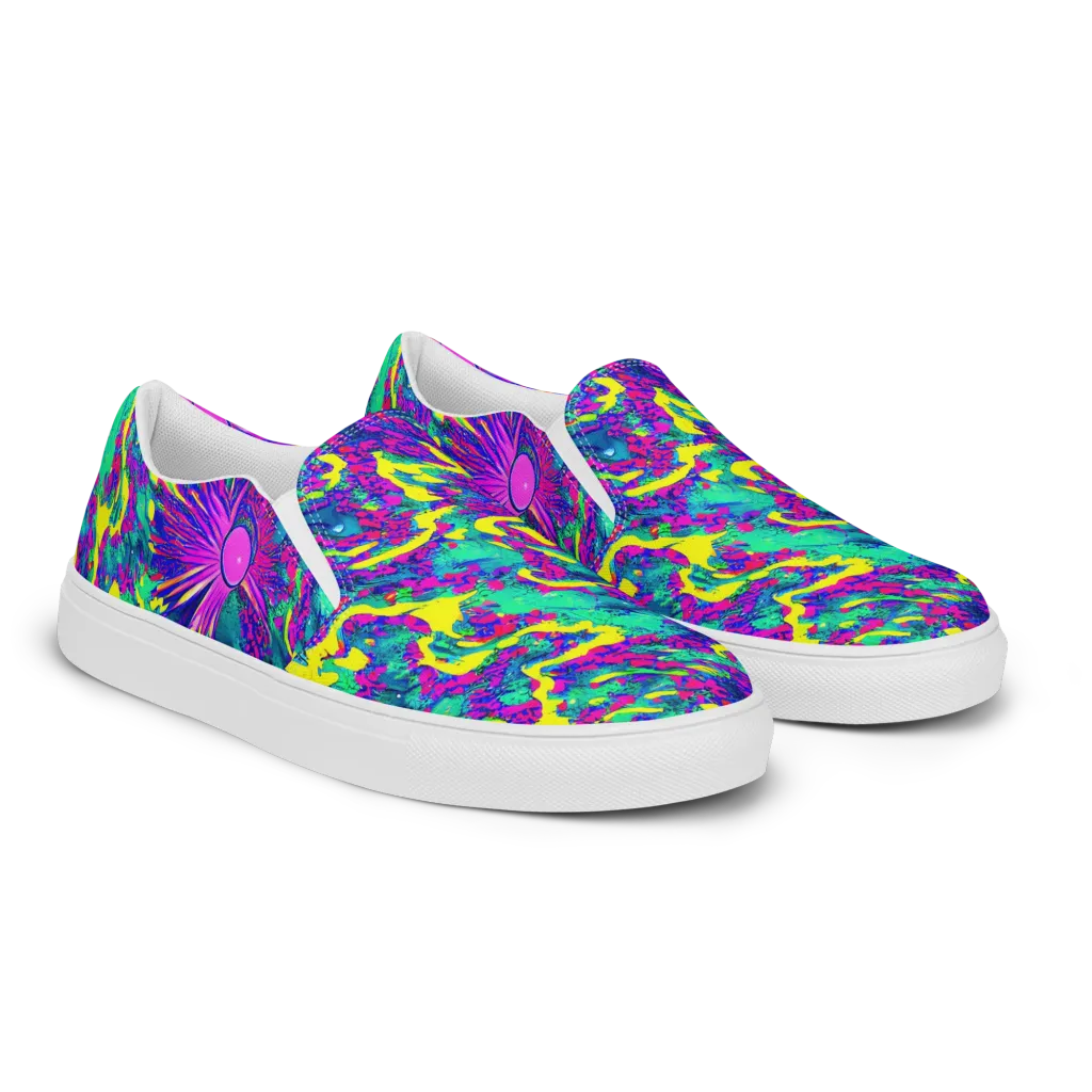 Liquid Bloom on Men's Slip-On Canvas Shoes — Right Front