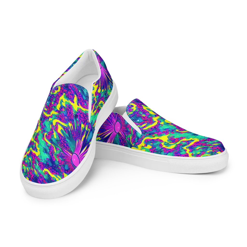 Liquid Bloom on Men's Slip-On Canvas Shoes — Left Front