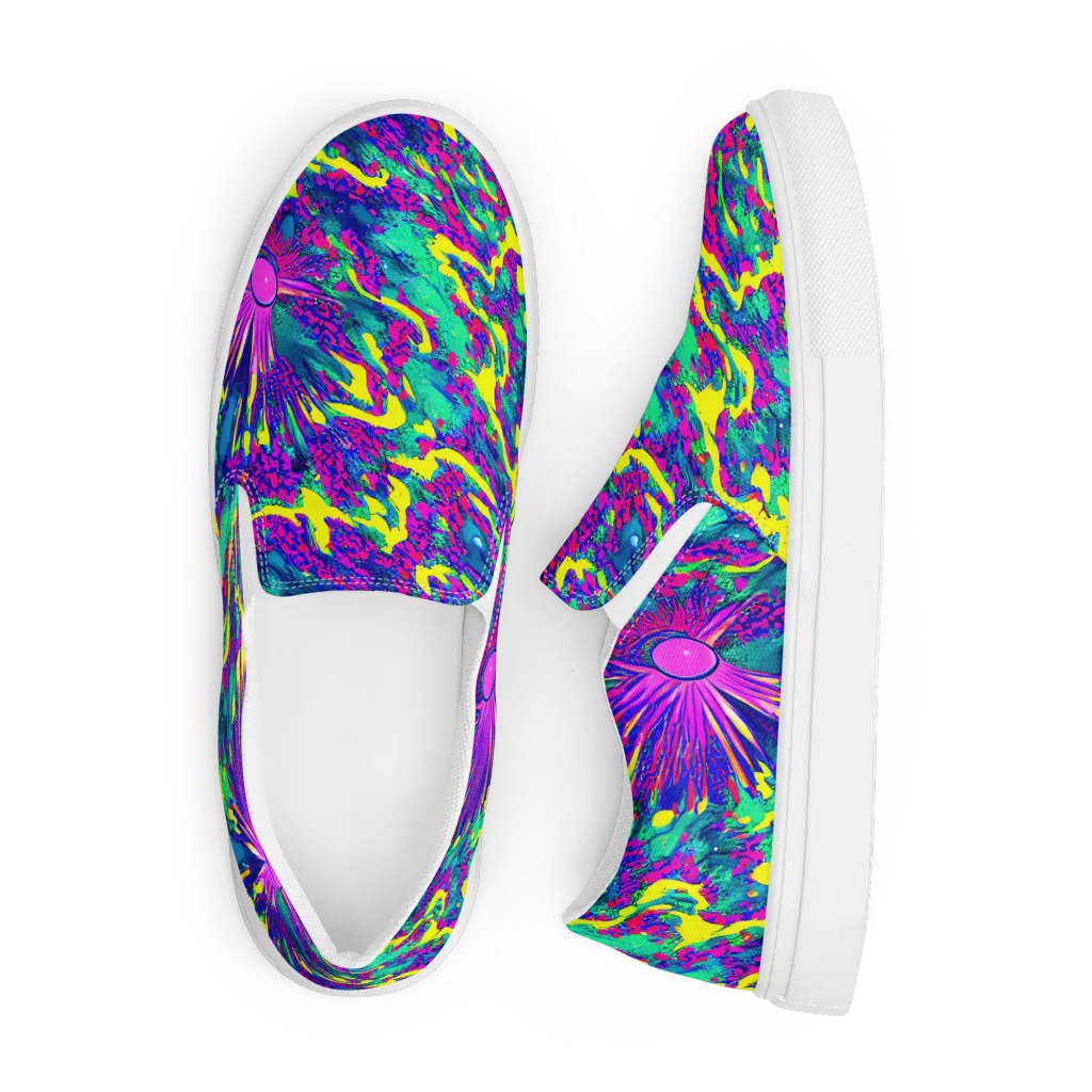 Liquid Bloom on Men's Slip-On Canvas Shoes — Front