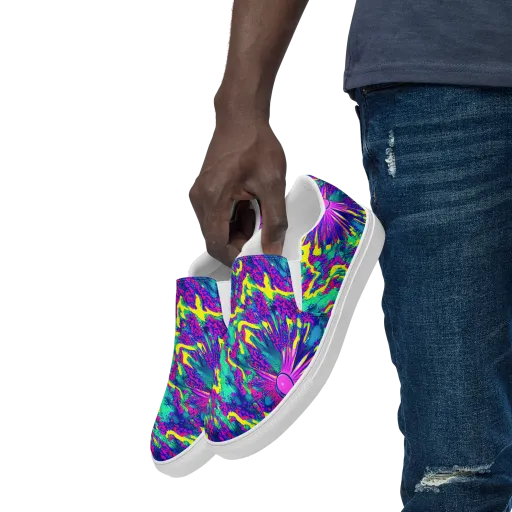 Liquid Bloom on a Men's Slip-On Canvas Shoes