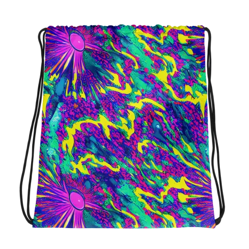 Liquid Bloom on a Drawstring Bag