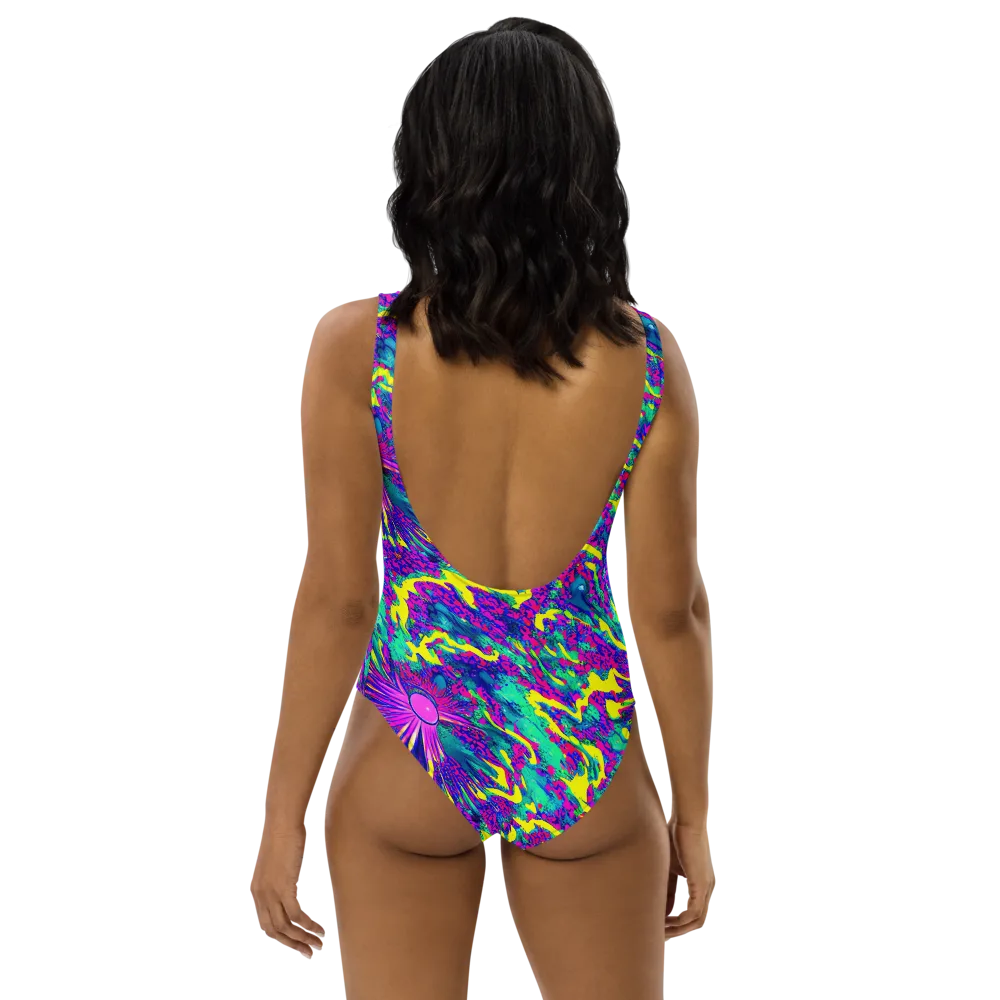 Liquid Bloom on One-Piece Swimsuit — Back