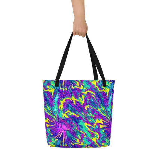 Liquid Bloom on a Large Tote Bag W/ Pocket