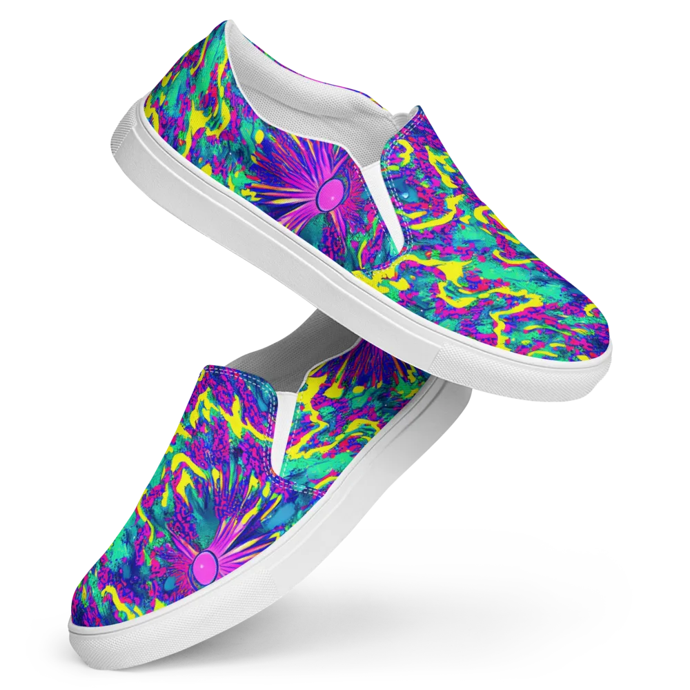 Liquid Bloom on Women's Slip-On Canvas Shoes — Front