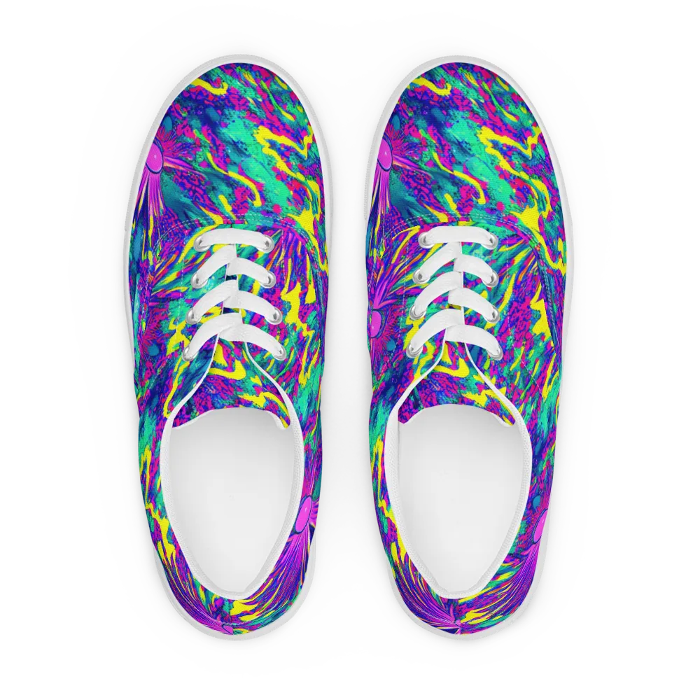 Liquid Bloom on Men's Lace-Up Canvas Shoes — Front