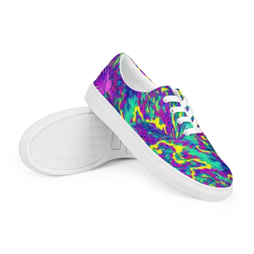 Liquid Bloom on a Men's Lace-Up Canvas Shoes