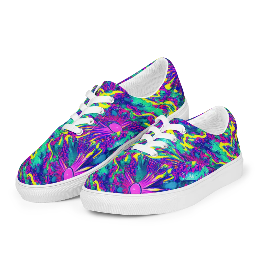 Liquid Bloom on Men's Lace-Up Canvas Shoes — Left Front