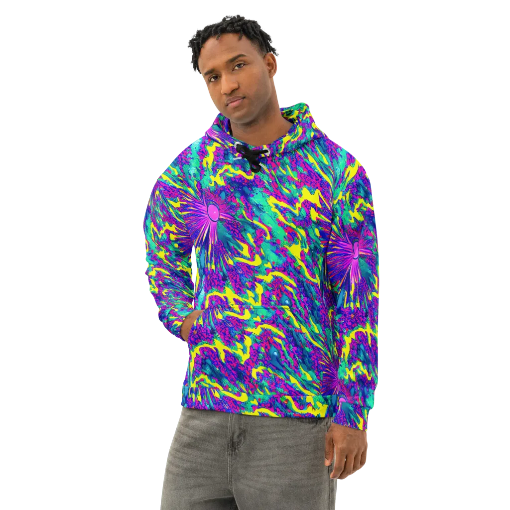 Liquid Bloom on Cotton Hoodie — Left Front