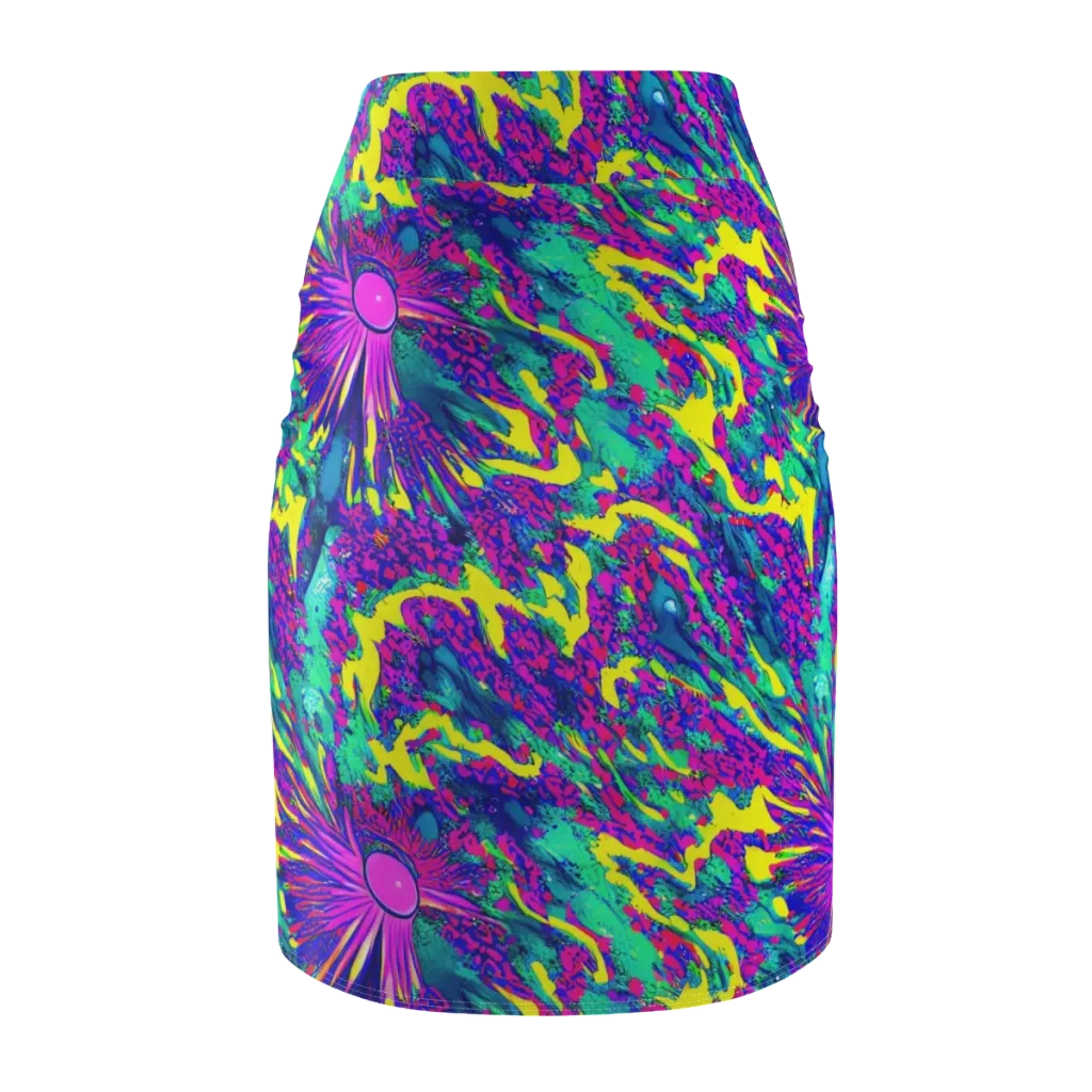 Liquid Bloom on Pencil Skirt — Back