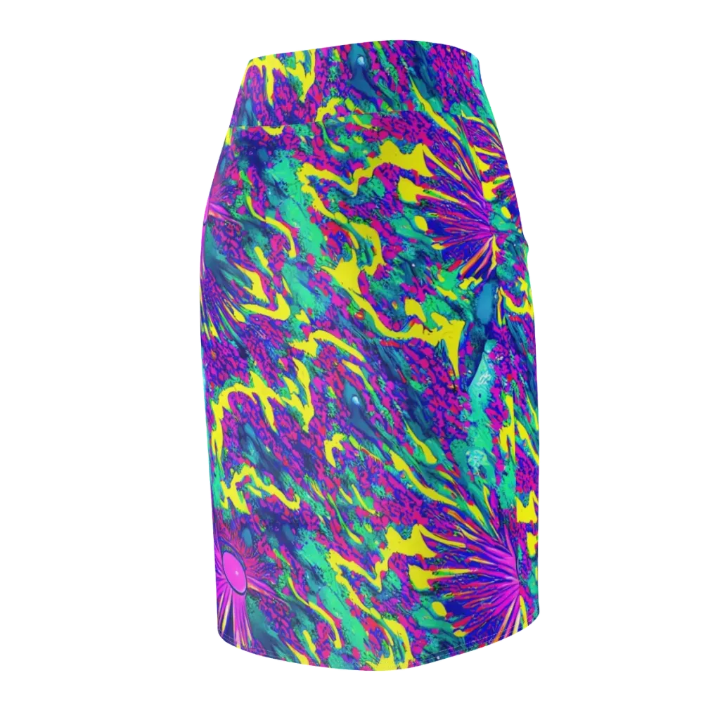 Liquid Bloom on Pencil Skirt — Back Side