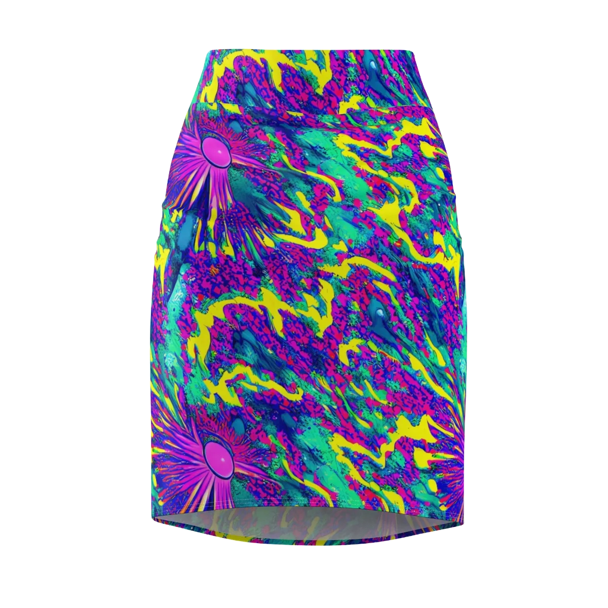 Liquid Bloom on Pencil Skirt — Front