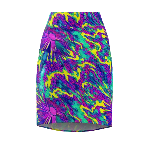 Liquid Bloom on a Pencil Skirt