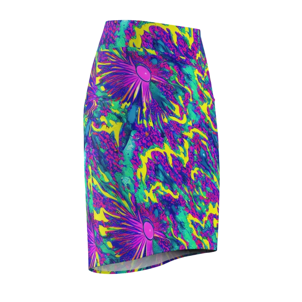 Liquid Bloom on Pencil Skirt — Front Side